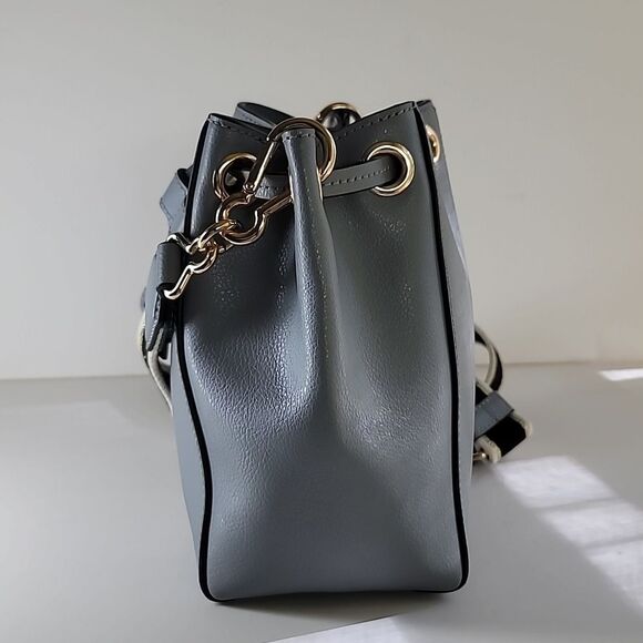 Marc Jacobs The Leather Bucket Bag In Slate Blue Crossbody - Picture 7 of 10